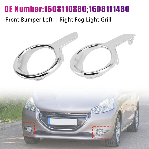 Left + Right Fog Light Grill 1608110880 1608111480 For Peugeot 208 2012-2015