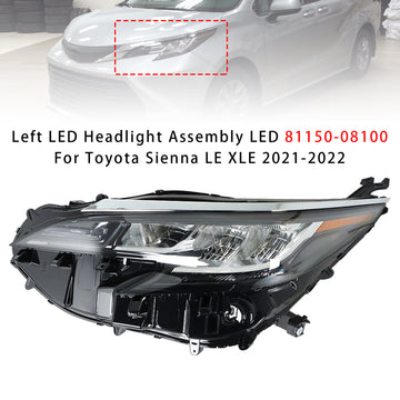 2021-2022 Toyota Sienna LE XLE Vasen LED-ajovalokokoonpano LED 81150-08100 - 0