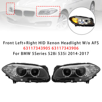 2014-2017 BMW 5-sarja F10/F18 ilman AFS:tä Edessä Vasen+Oikea HID Xenon-ajovalo ilman AFS 63117343905 63117343906 - 0