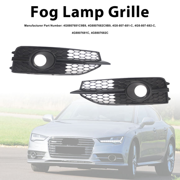 Schwarze Frontstoßstangen-Nebelscheinwerfer-Kühlergrill-Abdeckungsblende für Audi S7 A7 S-Line 2012–2015