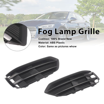 Black Front Bumper Fog Light Grille Grill Cover Bezel Fit Audi A5 2017-2019 - 0