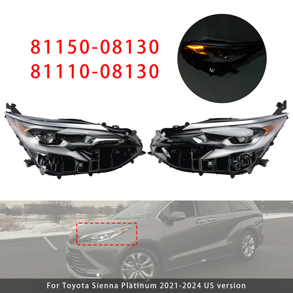 Faro principale sinistro + destro 81150-08130 81110-08130 per Toyota Sienna 2021-2024