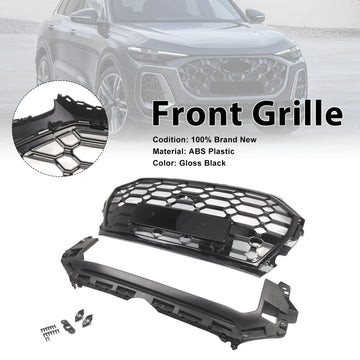 RSQ5 Style Front Honeycomb Mesh Grille Grill Fit Audi Q5 SQ5 2021-2025 - 0