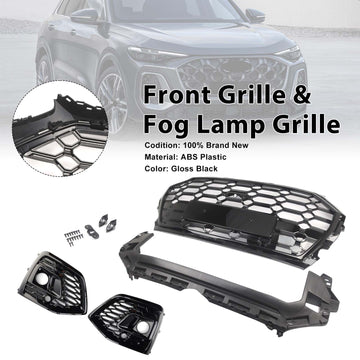 Grille de pare-chocs avant en nid d'abeille  &  couvercle de phare antibrouillard pour Audi Q5 2021 – 2025 - 0