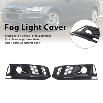 2 Stuks Zwart Voorbumper Foglight Grill Grille Fit Audi A4 B9 S4 2016-2019