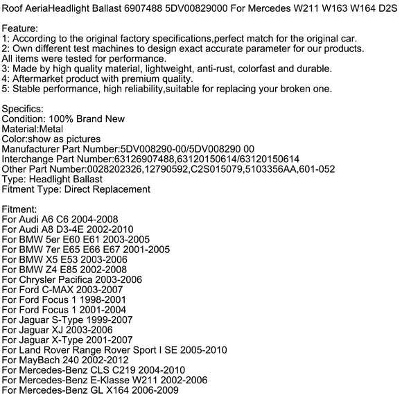 Scheinwerfer-Vorschaltgerät 6907488 5DV00829000 für Mercedes W211  W163  W164 D2S