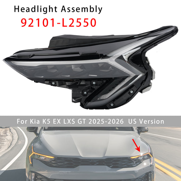 Linke LED-Scheinwerferbaugruppe 92101-L2550 für Kia K5 EX LXS GT 2025–2026