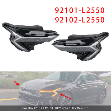 2025-2026 Kia K5 LXS/EX/GT Vasen+oikea LED-ajovalokokoonpano 92101-L2550 92102-L2550 - 0