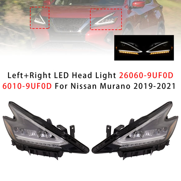Left+Right LED Head Light 26060-9UF0D 26010-9UF0D For Nissan Murano 2019-2021