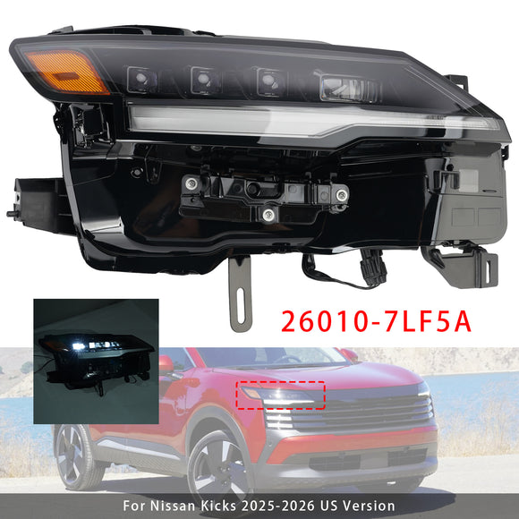 Right LED Headlight 26010-7LF5A For Nissan Kicks 2025-2026