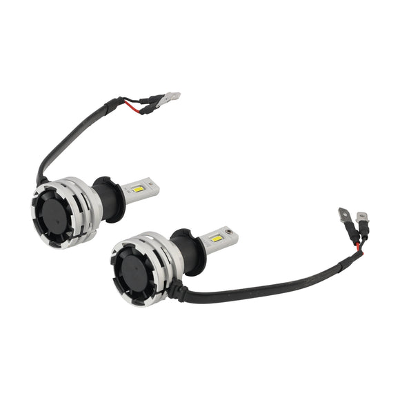 LED Headlight Bulb Kit High Low Beam H3 12V 24W 6500K Fan Cooling For HELLA