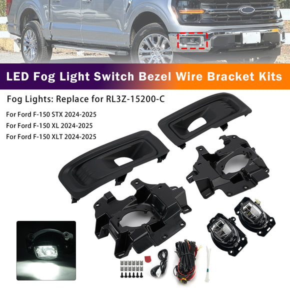 LED Fog Light Switch Bezel Wire Bracket Kits For Ford F150 STX XL XLT 2024-2025