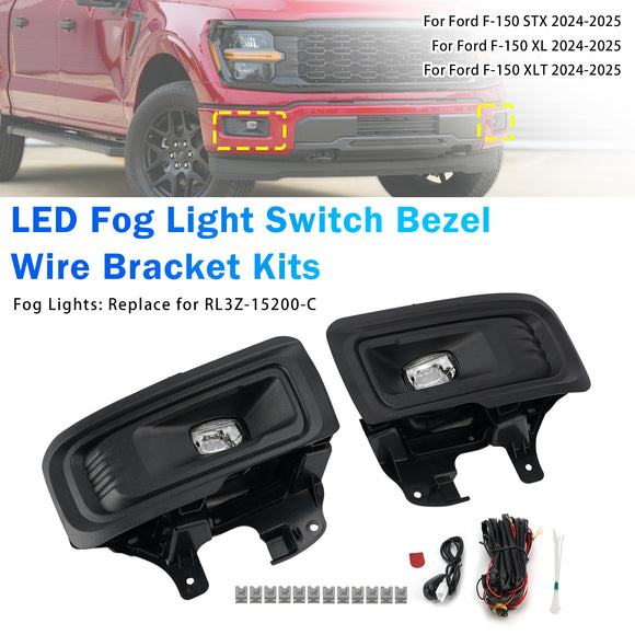 LED Fog Light Switch Bezel Wire Bracket Kits For Ford F150 STX XL XLT 2024-2025
