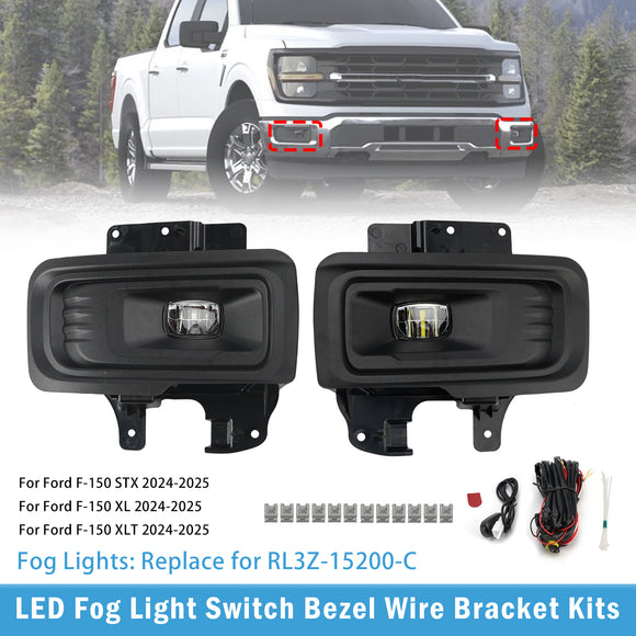 LED Fog Light Switch Bezel Wire Bracket Kits For Ford F150 STX XL XLT 2024-2025