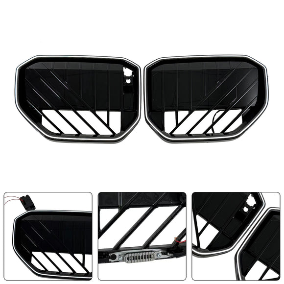 Parrilla de parachoques delantero negra compatible con BMW X3 G45 2025+ con luz LED