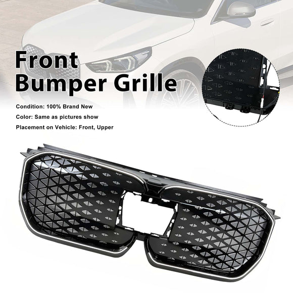 Schwarzer Frontstoßstangengrill für BMW iX1 U11 2023–2025 mit LED-Licht