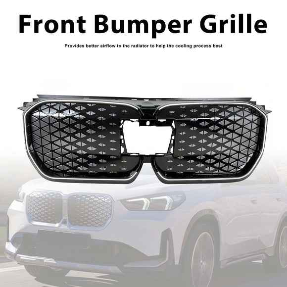 Schwarzer Frontstoßstangengrill für BMW iX1 U11 2023–2025 mit LED-Licht