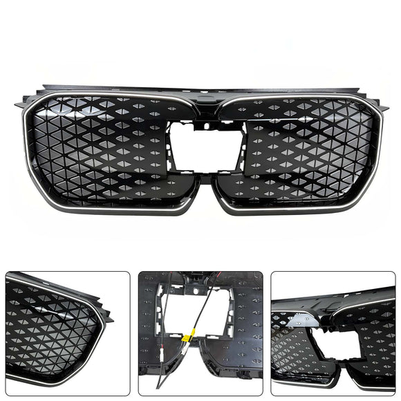 Schwarzer Frontstoßstangengrill für BMW iX1 U11 2023–2025 mit LED-Licht