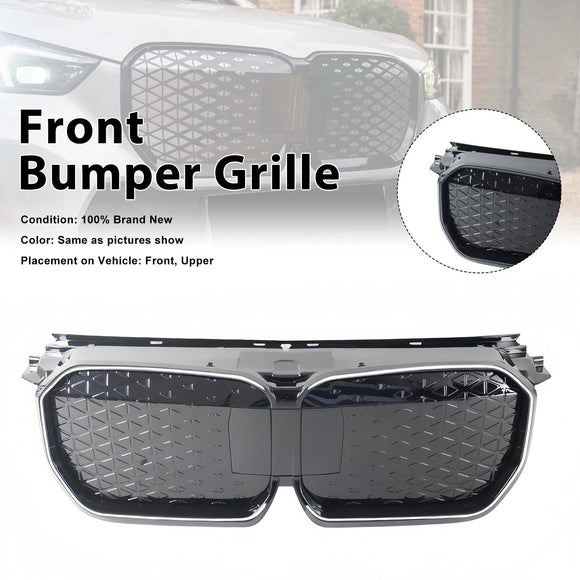 Zwart Chrome Voorbumper Grill Grille Fit BMW iX1 U11 2023-2025 W/LED Licht