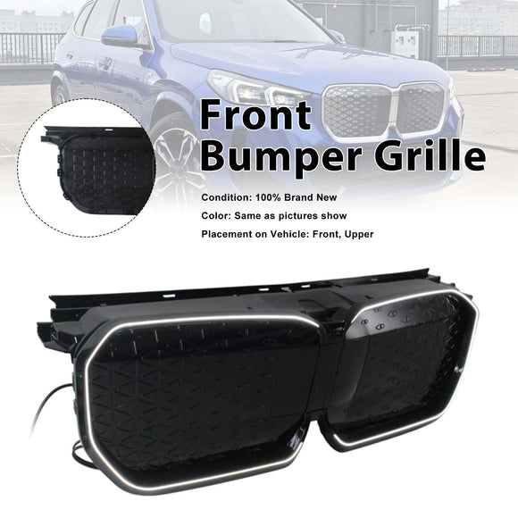 Zwart Chrome Voorbumper Grill Grille Fit BMW iX1 U11 2023-2025 W/LED Licht