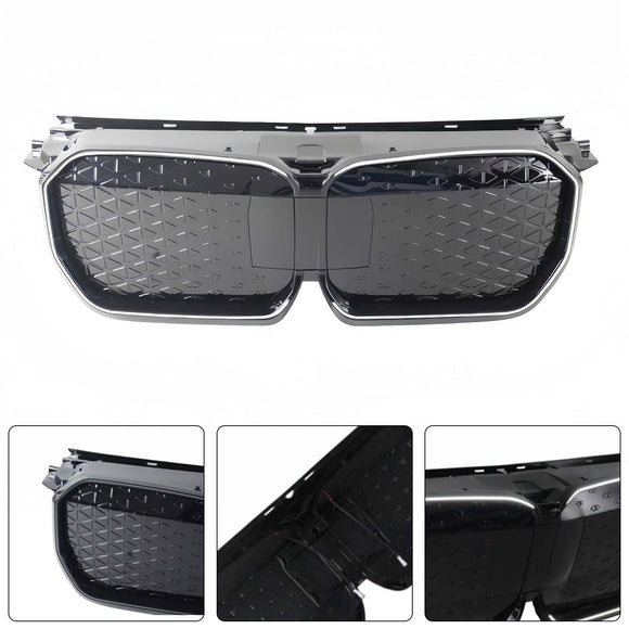 Zwart Chrome Voorbumper Grill Grille Fit BMW iX1 U11 2023-2025 W/LED Licht