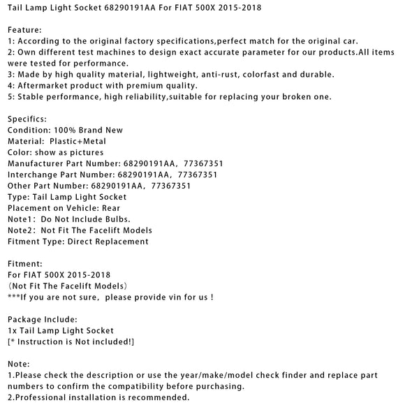 Achterlichtlichtfitting 68290191AA voor Fiat 50X 2015-2018