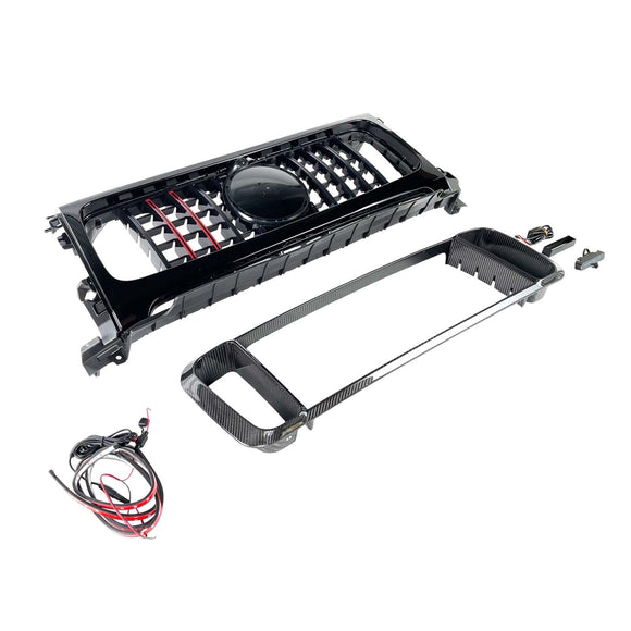 Frontgrill aus Trockencarbon, passend für Mercedes-Benz W464 B800 B900 2019-2023 Raketenstil