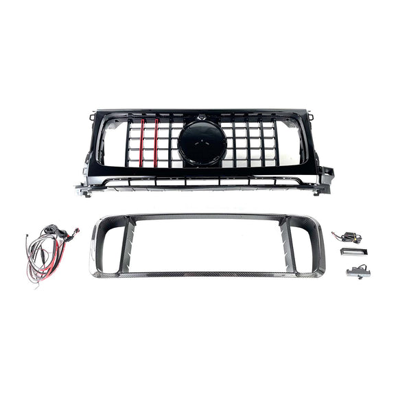 Frontgrill aus Trockencarbon, passend für Mercedes-Benz W464 B800 B900 2019-2023 Raketenstil