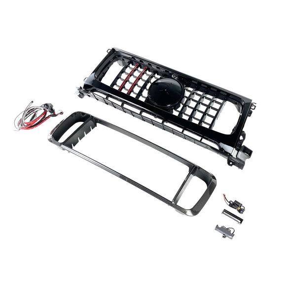 Frontgrill aus Trockencarbon, passend für Mercedes-Benz W464 B800 B900 2019-2023 Raketenstil