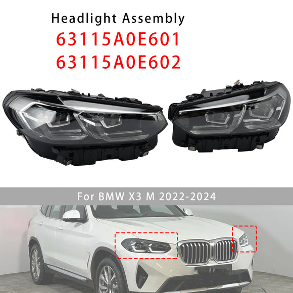 2022–2025 BMW X3 X4 G01 G02 LED-Scheinwerfer links + rechts, Chrom ohne AFS 63115A0E601 63115A0E602