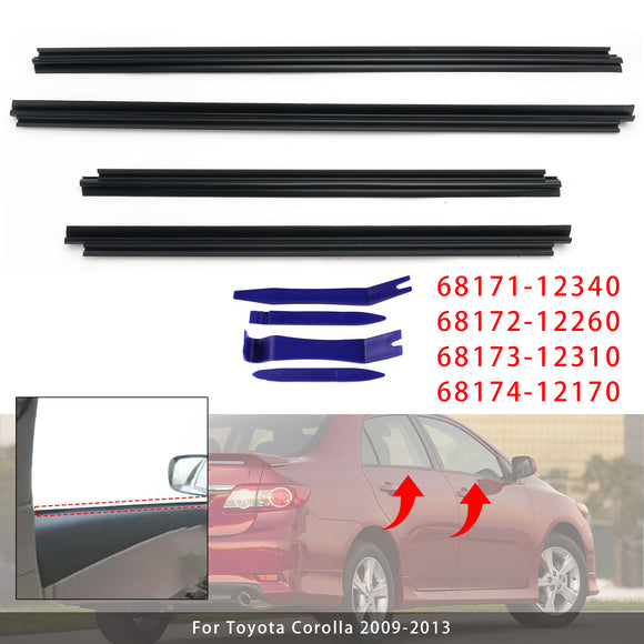 2009-2013 Toyota Corolla 4 Stuks Binnendeur Vensterglas Tochtstrip 68171-12340 68174-12170