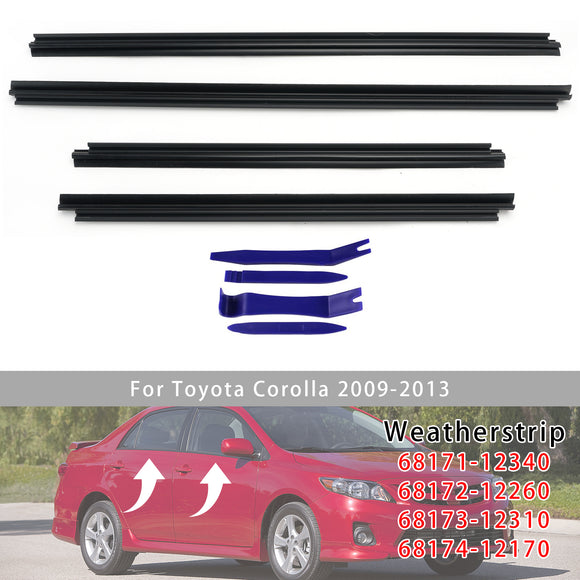 2009-2013 Toyota Corolla 4 Stuks Binnendeur Vensterglas Tochtstrip 68171-12340 68174-12170