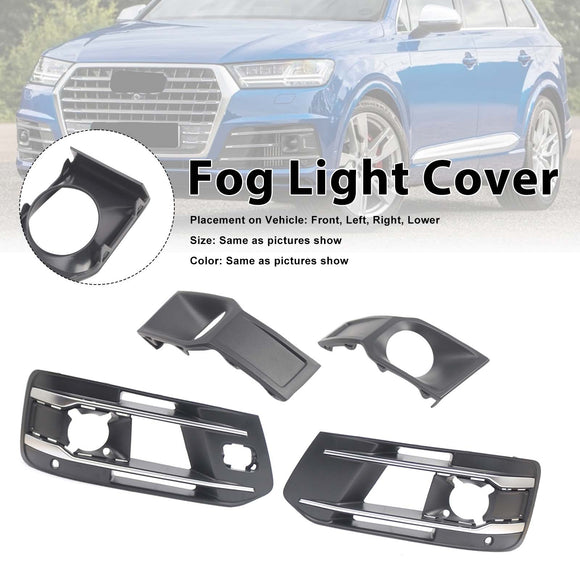 4PCS Front Bumper Fog Light Grille Cover 4M0807682AA4W3 Fit Audi Q7 2016-2019