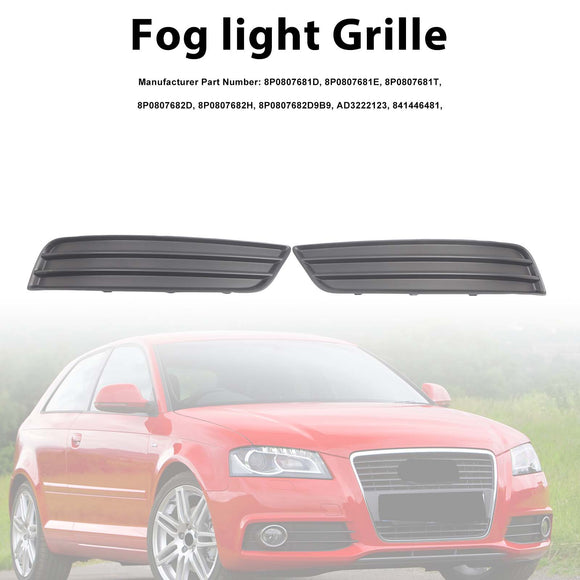 2PCS Front Bumper Fog Light Lamp Cover Grill Grille Fit Audi A3 8P 2008-2012