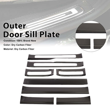 Carbon Fiber Outer Door Sill Plate Cover Trim Fit Benz W464 G500 2019-2023 - 0