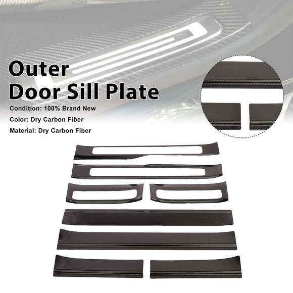 Carbon Fiber Outer Door Sill Plate Cover Trim Fit Benz W464 G500 2019-2023