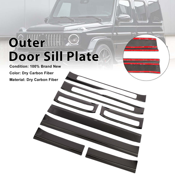 Carbon Fiber Outer Door Sill Plate Cover Trim Fit Benz W464 G500 2019-2023