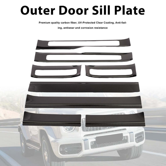 Carbon Fiber Outer Door Sill Plate Cover Trim Fit Benz W464 G500 2019-2023