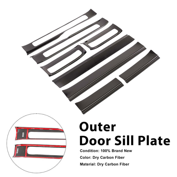 Carbon Fiber Outer Door Sill Plate Cover Trim Fit Benz W464 G500 2019-2023