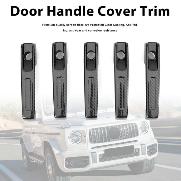5PCS Carbon Fiber Door Handle Cover Trim Fit Mercedes G Class W464 2019-2023