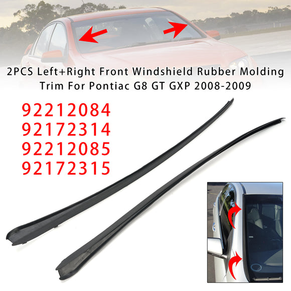 2PCS Left+Right Front Windshield Rubber Molding Trim For Pontiac G8 GT GXP 08-09