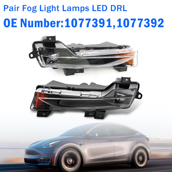Pair Fog Light Lamps LED DRL For Tesla Model 3 Y 2017?2023