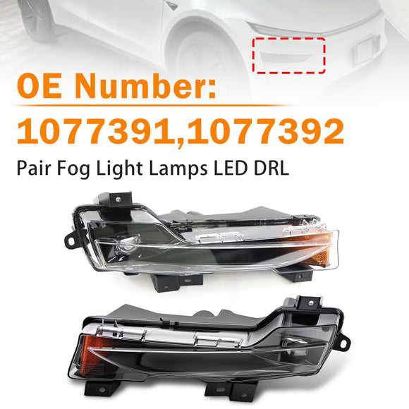 Pair Fog Light Lamps LED DRL For Tesla Model 3 Y 2017?2023