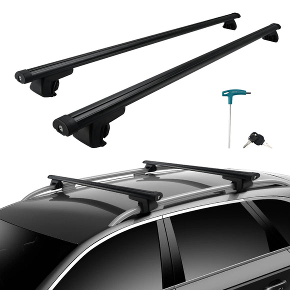 Portapacchi per auto universale in alluminio da 135 cm, con barra trasversale, con serratura