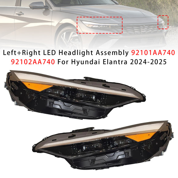 Left+Right LED Headlight Assembly 92101AA740 For Hyundai Elantra 2024-2025
