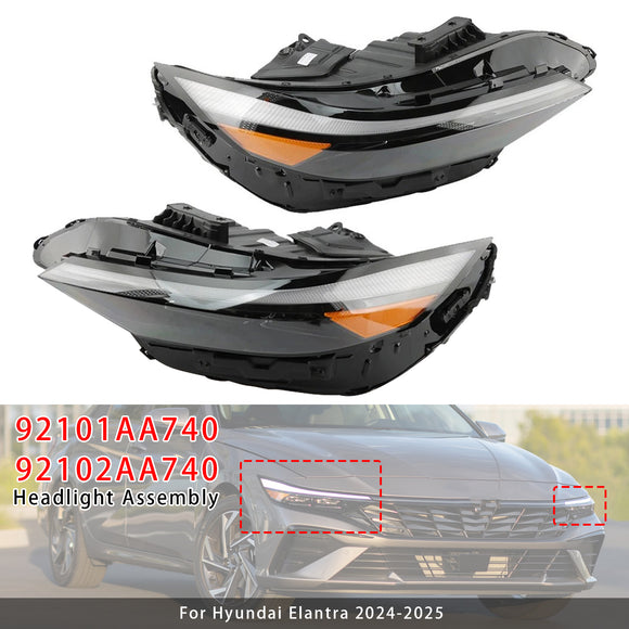 Left+Right LED Headlight Assembly 92101AA740 For Hyundai Elantra 2024-2025