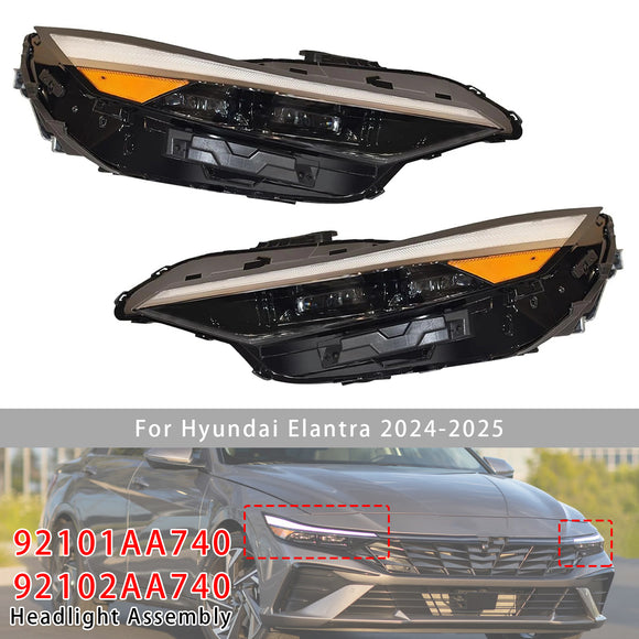 Left+Right LED Headlight Assembly 92101AA740 For Hyundai Elantra 2024-2025