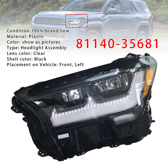 Left LED Headlight 81140-35681 For Toyota 4Runner TRD 2025-2026