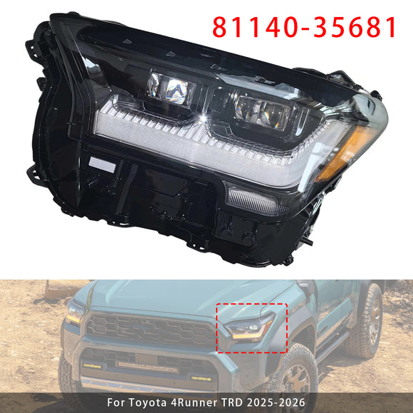 Left LED Headlight 81140-35681 For Toyota 4Runner TRD 2025-2026