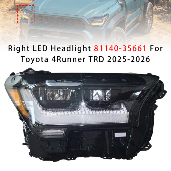 Right LED Headlight 81140-35661 For Toyota 4Runner TRD 2025-2026